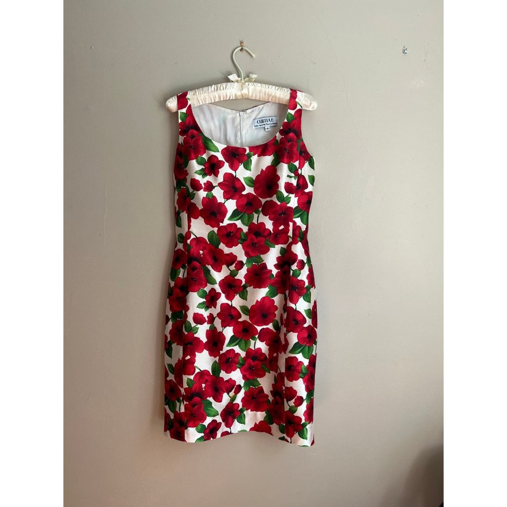 90s Cheeta B / Silk Roses / Party Dress